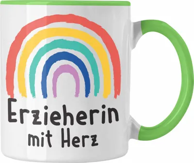 Produktbild von Trendation - Erzieherin Tasse Geschenk mit Herz Geschenke Abschiedsgeschenk mit Spruch Kaffeetasse Kindergärtnerin (Grün)