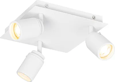 Produktbild von QAZQA - Modern Moderner Bad I BadezimmerSpot I Spotlight I Deckenspot I Deckenstrahler I Strahler I Lampe I Leuchte weiß quadratisch 3-flammig Spotbalken-Licht IP44 - Ducha - Stahl Quadratisch - LED g