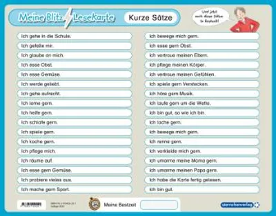 Produktbild von Meine Blitzlesekarte - Kurze Sätze