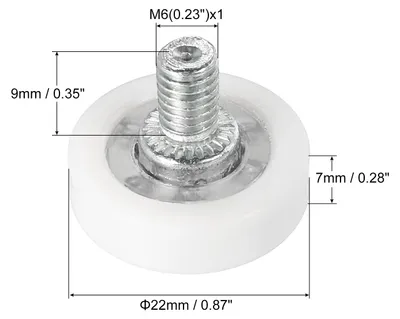 Produktbild von 22mm Schubladenrollen, 6er Pack Kunststoff-Schubladenrollen Ersatzr?der mit Kugellager, Kleine Rolle