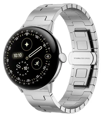 Produktbild von Edelstahl Smartwatch Armband für Google Pixel Watch 4 / 3 45mm Butterfly Silber