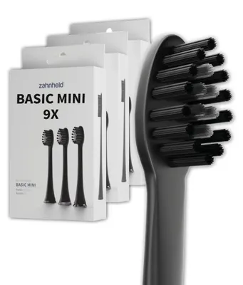 Produktbild von Zahnheld Bürstenkopf Ersatzbürsten Basic Mini - ideal für Gero Schallzahnbürste, 9 Stück, Schwarz, kleine Wechselköpfe, für Kinder geeignet
