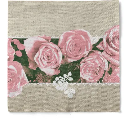 Produktbild von Tissue Serviette Lovely Roses in Rosa, 3-lagig, 33 x 33 cm, 100 Stück - Mank - Floral Blumen
