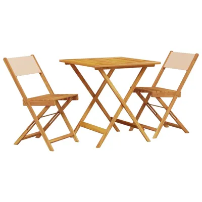 Produktbild von vidaXL 3-tlg. Bistro-Set Beige Stoff und Massivholz