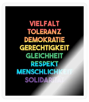 Produktbild von Spreadshirt Demokratie Vielfalt Toleranz Regenbogen Schwarz Sticker Aufkleber, 10 x 10 cm, Transparent glänzend