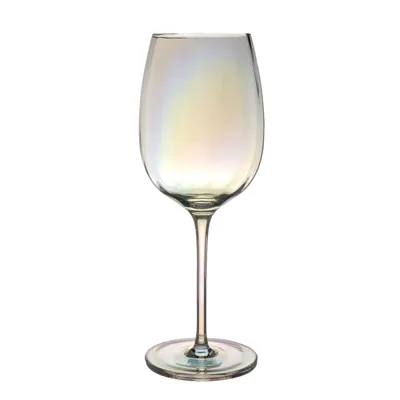 Produktbild von Intirilife Wein Glas mit Regenbogen Schimmer und Wellenform - 440 ml Füllmenge - Weißwein Rotwein Glas Kelch Spülmaschinenfest Kristallglas stoßfest