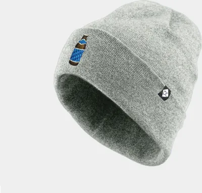 Bavarian Caps Beanie Strickmütze mit Stickerei Bierflasche in grau