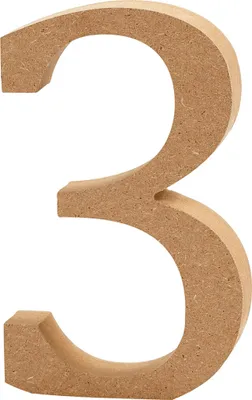 Produktbild von Zahl, 3, H 13 cm, Stärke: 2 cm, MDF, 1Stck