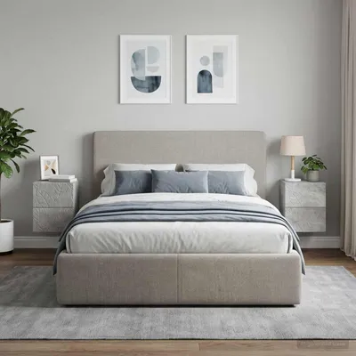 Immagine prodotto di Maison Exclusive - Due comodini da parete, colore grigio cemento, dimensioni 34,5 x 33 x 40 cm