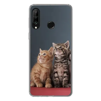 Produktbild von MuchoWow® Handyhülle Schutzhülle Hülle für Huawei P30 Lite Kätzchen - Blau - Rosa - Mädchen - Jungen - Kind Silikon Softcase Handy Hülle - Handyhülle