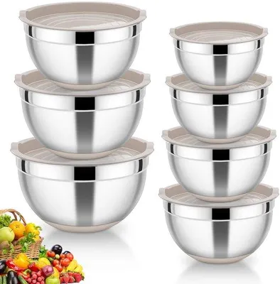 Productafbeelding van RVS kookset - 7-delige set met deksel - ideaal voor koken en bakken
