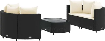 Immagine prodotto di vidaXL Set di divani da giardino 5 pezzi con cuscini in polirattan nero
