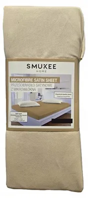 Produktbild von SMUKEE Mikrofaser-Satin-Spannbettlaken 160x200 cm beige
