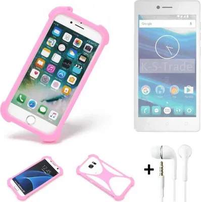 Produktbild von K-S-Trade Bumper + Kopfhörer kompatibel mit Qilive Q7 5 Handy Hülle Schutzhülle Silikon Schutz Hülle Cover Case Silikoncase Silikonbumper TPU