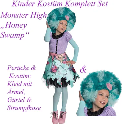 Produktbild von Monster High Honey Swamp  Kostüm & Perücke Kinder # Gr.  L / 140-146 (8-10J.)