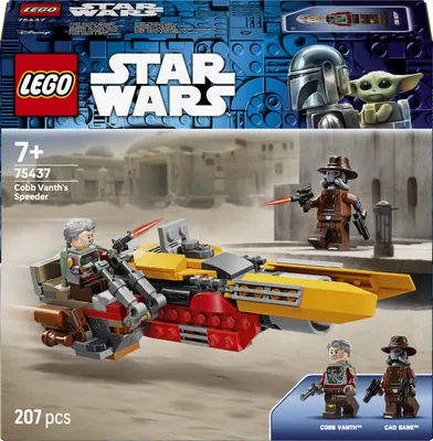 Productafbeelding van LEGO Star Wars 75437 Cobb Vanths Speedervoertuig - inclusief de minifiguren Cobb Vanth en Cad Bane, evenals een blaster en een jetpack - een cadeau voor jongens vanaf 7 jaar en fans van The Mandalorian