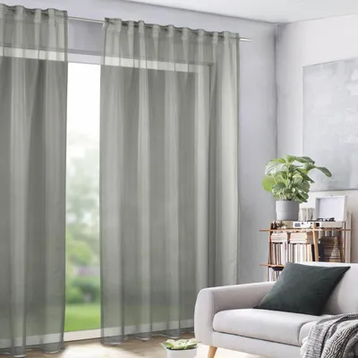 Produktbild von Fertigschal verdeckte Schlaufen "Sylvia" - Dunkelgrau Größe (HxB): 245x135cm