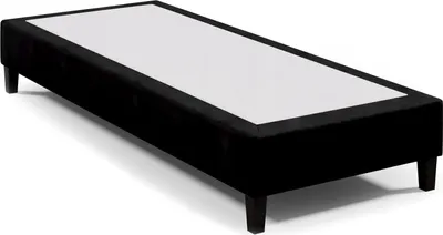 A black boxspring frame with a white top surface, shown from a diagonal angle on a white background.