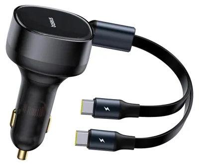 Image de Chargeur de voiture Baseus Enjoyment 33W 2 en 1, 2 ports USB-C - Noir