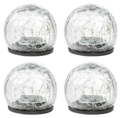 Obrázek produktu pro HI Sada 4 LED solárních praskajících skleněných lamp Solární osvětlení se zemním hrotem 70395