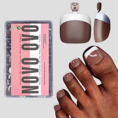 Image de Faux ongles à coller, extension d'ongles en gel souple, couleur marron foncé, forme carrée/arrondie, 360 pièces