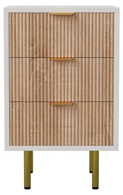 Produktbild von Nachttisch Kommode - Schrank mit Schubladen - 2er Set - Holz und Metall - Modernes Design - Für Wohnzimmer und Schlafzimmer