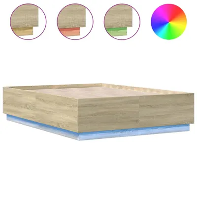 Obrázek produktu pro Rám postele s LED diodami dub Sonoma 140x190 cm materiál na bázi dřeva