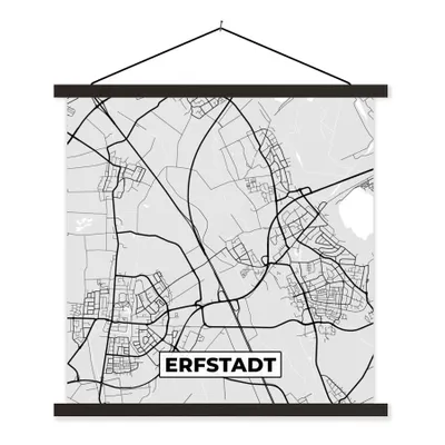 Produktbild von MuchoWow® Textilposter Stadtplan - Erfstadt - Karte - Deutschland - Karte 60x60 cm mit schwarzem Rahmen - Posteraufhänger