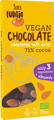 Produktbild von Mit Datteln und Mandeln gesüßte Schokolade, glutenfrei, 100 g - ME GUSTO (SUPER FUDGIO)