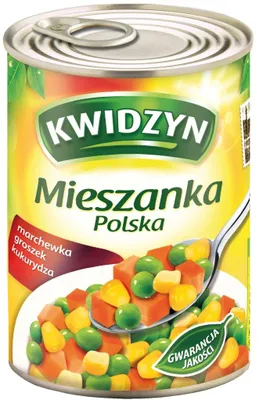 Obrázok produktu pre Zeleninová zmes Kwidzyń: mrkva, hrášok, kukurica, 400 g