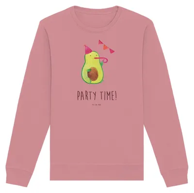 Produktbild von Mr. & Mrs. Panda Baumwoll Sweatshirt Avocado Party Zeit Größe M - Canyon Pink - Geschenk, Pullover, Geburtstag, Pulli, Feier, Genießen, Glücklich, Bio, Sweater