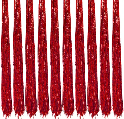 Produktbild von Oblique Unique 10x Lametta glänzend Deko für Weihnachten Fasching Karneval Geburtstag Party Deko - rot