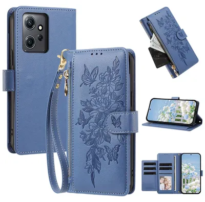 Produktbild von Handyhülle für Xiaomi Redmi Note 12 4G, Wallet Case Kunstleder mit Kartenfächern, Reißverschluss und Handschlaufe Dunkelblau