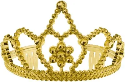 Produktbild von Goldfarbene Tiara aus leichtem Kunststoff für Karneval und Faschingskostüme