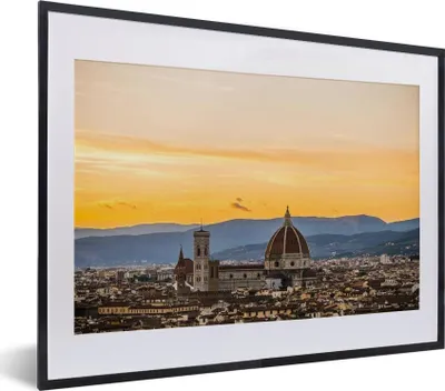 Produktbild von MuchoWow® MuchoWow® Gerahmtes Poster Florenz - Sonne - Kathedrale 40x30 cm - Poster mit zchwarzem Bilderrahmen - Bilderrahmen - Poster im Rahmen