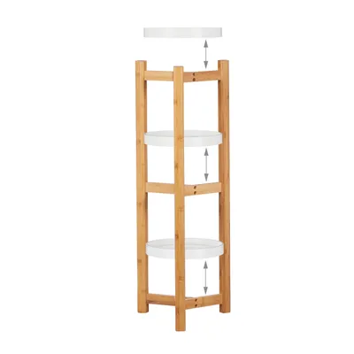 Image de Relaxdays 10024987, Support à plantes multi-niveaux, Bambou, MDF, Naturel, Blanc, Intérieur, 3 moitiés, 300 mm