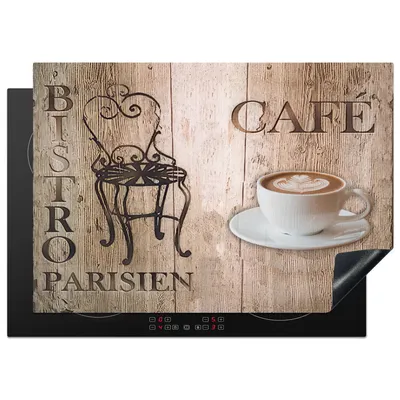 Obrázok produktu pre KitchenYeah® Kryt varnej dosky Bistro Parisien - Café - Coffee - Vintage, 75x52cm, kuchynská dekorácia, keramický kryt varnej dosky, kryt varnej dosky
