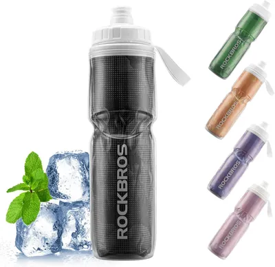 Produktbild von ROCKBROS Fahrrad Trinkflasche Drückbare Wasserflasche Trinkflasche Leicht Roubust, für Fahrrad Training 670ML Schwarz