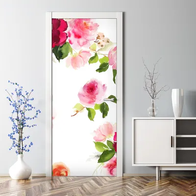 Produktbild von Dekorative Aufkleber selbstklebend Türaufkleber Tapete Türposter Aquarell Palmen 70 x 200 cm