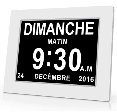 LCD-Digitaluhr mit Kalender, 8 Zoll (20,3 cm), weiß
