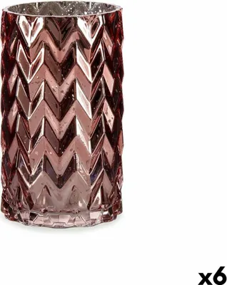 Produktbild von Vase Schnitzerei Stachel Rosa Kristall 11,3 x 19,5 x 11,3 cm (6 Stück)