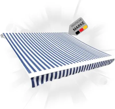 Produktbild von DELUKE® Markisenbespannung Markisenstoff Wasserabweisend Reißfest | Blau-Weiß, für 350x250cm Rahmen | Markise mit Volant Markisen Ersatzstoff Markisentuch Sonnenschutz Markisenzubehör