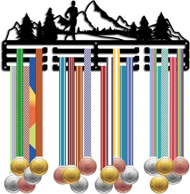 Productafbeelding van Medaille Hanger - Sport Display - Medailles Tonen - Robuust IJzer - 40x15cm - Zwart