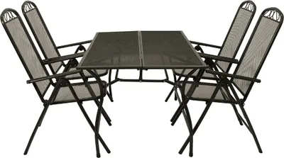 Produktbild von TPFGarden GARTENESSGRUPPE  Glasgow - GartenGARTEN-GARNITUR für 4 Personen - Gartenmöbel Set 5-teilig - Streckmetall anthrazit
