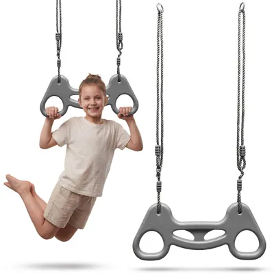 Produktbild von Gymnastik Trapez mit Griff, verstellbare Seile 90-150 cm, Kunststoff, Schaukel für Garten und Haus, Kinder Trapez zum Hängen und Schwingen
