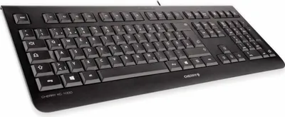 Produktbild von Cherry Tastatur KC 1000, Schwarz, Kabelgebunden, Deutsch QWERTZ, Kunststoff, Flaches Design, 458 mm Breite, 170 mm Tiefe, 20 mm Höhe, 530 g