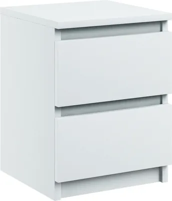 Produktbild von Nachttisch Kommode mit 2 Schubladen Sideboard Weiss Mat