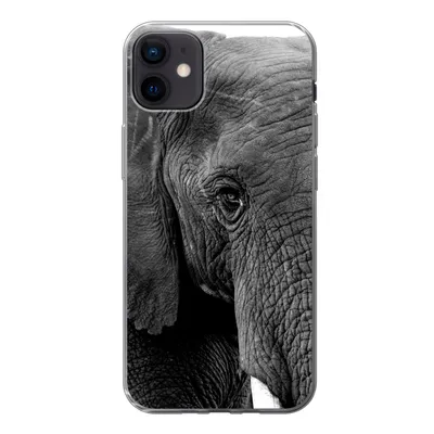 Produktbild von MuchoWow® Handyhülle Schutzhülle Hülle für iPhone 12 mini Elefant - Tiere - Schwarz - Weiß - Natur Silikon Softcase Handy Hülle - Bild