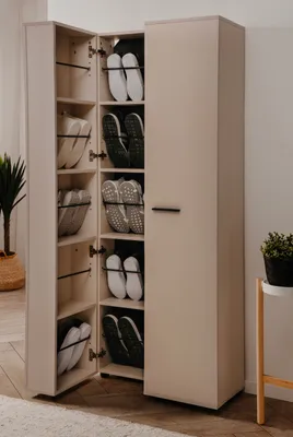 Produktbild von Schuhschrank "Logu" Farbe Samt 74 x 182 cm ausklappbar, bis zu 30 Paar Schuhe