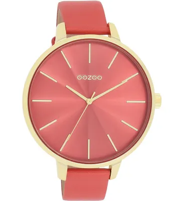Produktbild von Oozoo Damen Lederarmband Uhr Timepieces orange Analog Quarzuhr UOC11255